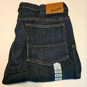 NWT Duluth 36x32 Flex Ballroom Relaxed Fit Jeans in Washed Dark Indigo